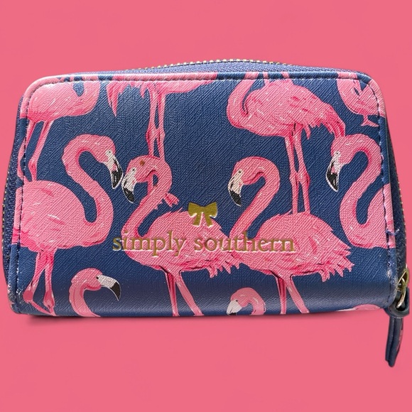 Simply Southern Pink Flamingo Zip Around Wallet - Picture 1 of 5